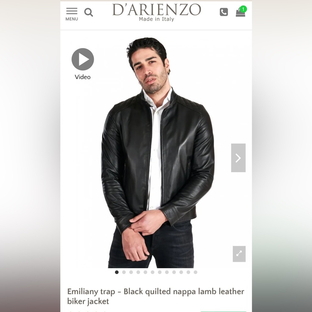 Men’s D’Arienzo Emiliany trap - Black quilted nappa lamb leather biker jacket